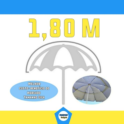 Guarda-sol Grande Articulado 1,8 Metros Piscina Praia Pesca (Azul)