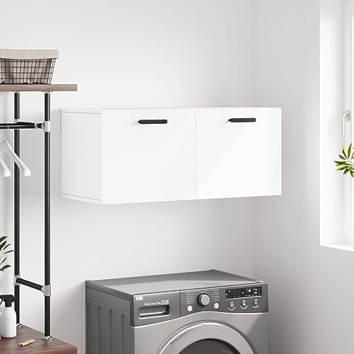 Armario Armario de Pared Armario de Almacenamiento de Pared con Puertas Dobles Armario de Almacenamiento Armario para Inodoro Moderno Unidad de Almacenamiento Madera contrachapada Blanco 80x36,5x35 cm