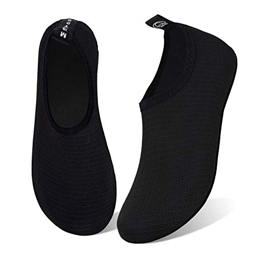 WateLves Water Shoes for Womens Mens Barefoot Quick-Dry Aqua Socks for Beach Swim Surf Yoga Exercise Camping Must Haves (N.Black, 36/37)