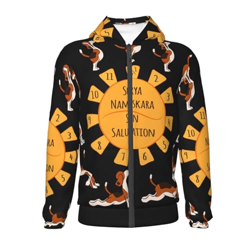 Beagle ​​Doing Yoga Kids Pullover Hoodies Boys Zip Up Sweatshirts Girls Athletic Clothes with Pocket2