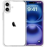 JJGoo Heavy Duty Case for iPhone 16 Case Clear, 2.5mm Transparent Shockproof Phone Case, Slim Anti-Scratch Hard PC Back Protective Cover Bumper, Clear