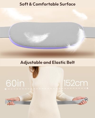 Image of Gaiatop Portable Heating Pad for Period Cramps, 5000mAh Rechargeable Battery, 3 Heat Levels and 6 Massage Modes for Menstrual Relief Period Pain, Back or Belly Cordless Belt for Women Girls (Lilac)