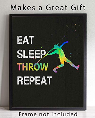 Eat Sleep Throw Sport Wall Art, 11x14 Ideal for Javelin Throwers, Coaches