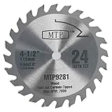 TCT 24T 4-1/2" 4.5 inch Carbide Circular Saw Blade for Rockwell Rk3441k , Worx WX429L 9.5mm/ 3/8" Ar