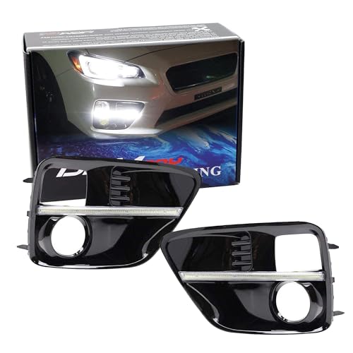 iJDMTOY Switchback LED Daytime Running Lights Compatible with 2015-2017 Subaru WRX/STi w/JDM Style Piano Black Finish Fog Lamp Bezels, Xenon White DRL & Amber Yellow LED Turn Signals