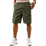 westAce Mens Cargo Shorts Combat Multi Pocket Elasticated Waist Plain Lightweight Relaxed Casual Shorts M L XL 2XL 3XL, Khaki, XXL