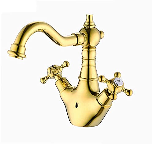 Robinet de salle de bain mélangeur d'eau en laiton doré longue durée