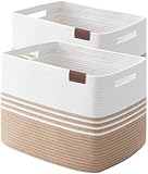 SIXDOVE Storage Baskets, 42L*2 Pack Storage Baskets for Organizing, Laundry Basket for Closet,Cotton Rope Blanket Basket for Storage, Toy Storage Basket for Living Room, Laundry Room, Bedroom-Jute