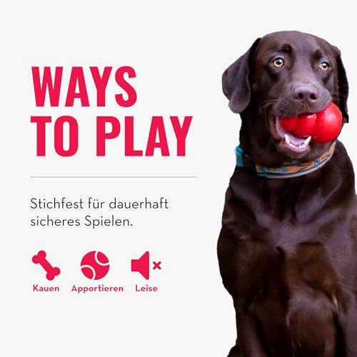 KONG Ball mit Loch - Hundespielzeug zum Apportieren - Klassischer Gummiball für Training und Spiel - Für Große/Mittelgroße Hunde - Rot