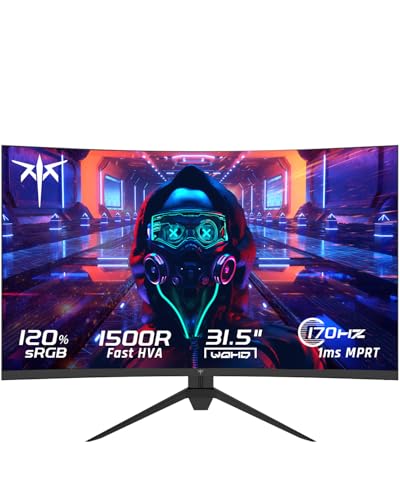 KTC 32 Inch Curved Monitor VA 1500R, 2K QHD 1440P@180Hz Gaming Monitor | 1ms MPRT FreeSync Premium G-Sync HDR10 122%sRGB VESA HMDI 2.0 DP 1.4 Compatible with Desktop, Laptop, PS5, Xbox and More