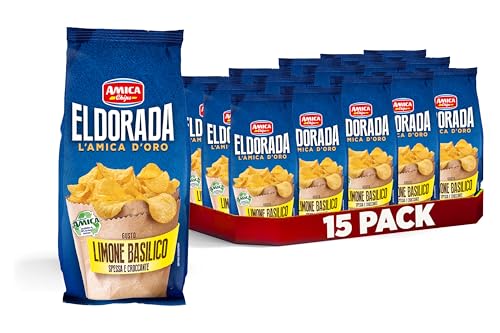AMICA Chips - Eldorada Patatine Limone e Basilico, 15 Confezioni da 130g