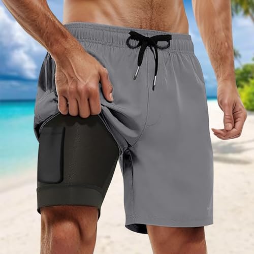 Shorts para hombre 2 en 1 talla grande deportivos miniatura 2
