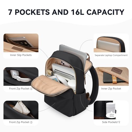 Mochila para laptop mujer 14 pulgadas negra miniatura 5