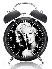 HDecor Twin Bell Monroe Alarm Desk Clock with Night Light Quite Silent Non Ticking 4 Inches Metak