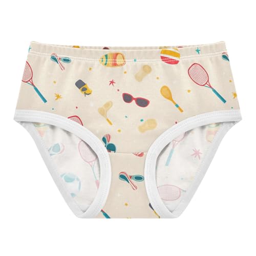 Wusikd Colorful Badminton Girls' Underwear Cotton Rackets Girls Briefs Soft Toddler Underwear 2T