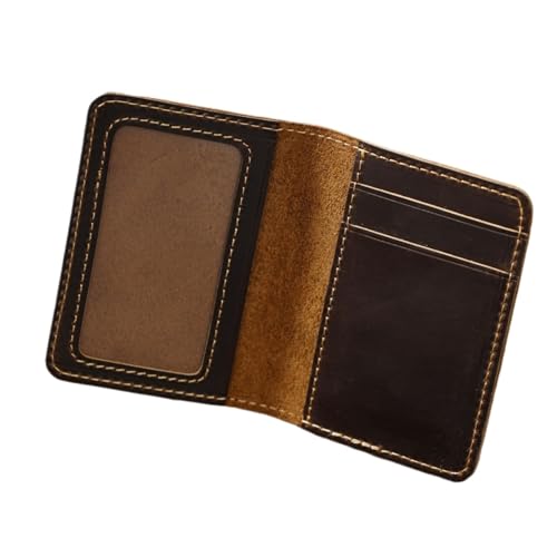 Retro Card Holder Card Holder Multi-Function Card Holder Short Ultra-Thin Wallet(Coffee)