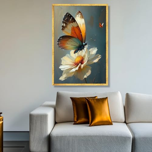 Tableau papillon sur fleur blanche toile décorative 60x80 - 4