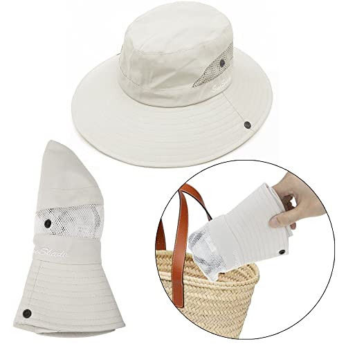 Sun Hats Women Uv-Sheild-Protection Packable With Ponytail Hole (Beige With Ponytail Hole) #TOP4