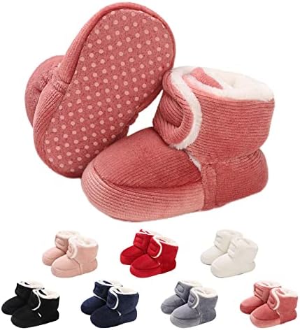 Baby Neugeborene Fleece Bootie, Winter Warme rutschfeste Weiche Sohle Winterschuhe Sock Schuhe Niedlich Einstellbar Krabbelschuhe Prewalker Stiefel für Mädchen Jungen Kleinkind Gr.