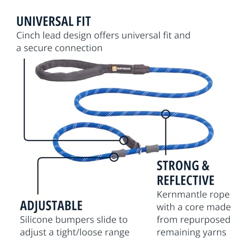 RUFFWEAR Just-a-Cinch 2-in-1-Hundeleine und Hundehalsband, 1,5 m Lange Hundeleine ohne Zug, leichte und robuste Hundeleine, Obsidianschwarz