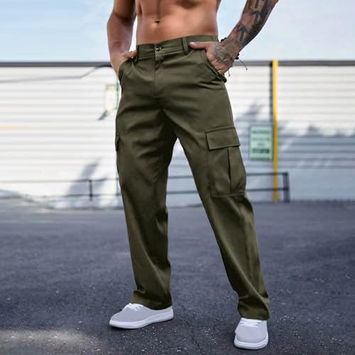 Cargo Pants for Men Casual Lightweight Relaxed Fit Stretch Elastic Waist Work Pant Outdoor Hiking Trousers2