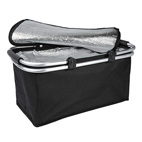 ONVAYA® Einkaufskorb faltbar mit Kühlfunktion | schwarz | Faltkorb mit Deckel | Isolierkorb | Einkaufstasche | Klappkorb | Thermokorb klappbar