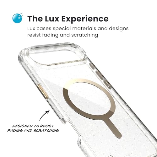 Image of Speck Presidio LUX for iPhone 17 Air Case, MagSafe-Compatible, Slim Protective Case, Glitter /Gold Metallic