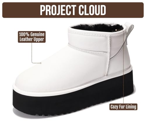 Image of Project Cloud 100% Genuine Leather Platform Ankle Boots for Women (Huggy) | Memory Foam Insole Lightweight Winter Booties - Womens Casual Footwear Fall Shoes - Fashionable Womens Boots with EVA Outsole