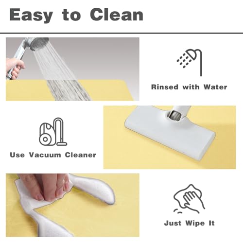 Bath Mat, Bathroom Rugs Non Slip Washable Thin Absorbent Quick Dry Bath Mat Fits Under Door Bathroom Floor Mat Perfect for Bath, Shower, or Sink 36"x60" Light Yellow