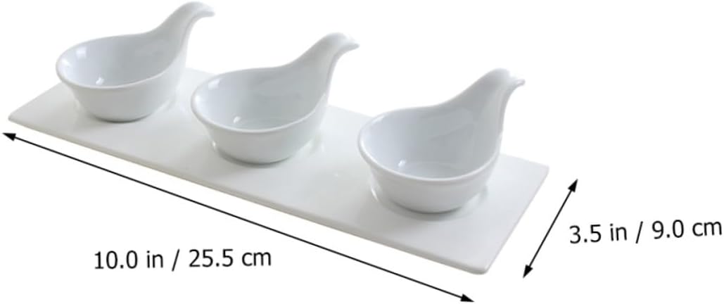 1 Set 4Pcs Caviar Spoon Sushi Dipping Bowl Porcelain Dip Dish Food Sauce Bowl Japanese Spoon Snack Tray Ketchup Plate Appetizer Dishes Caviar Dish Fruit Bowl Saucers Ceramics
