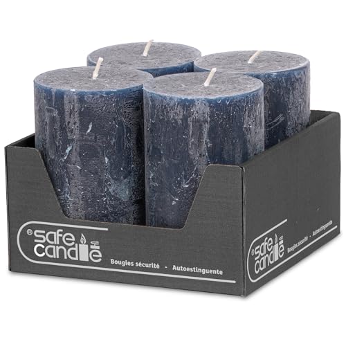 DecoLite Stumpenkerzen Rustic 4er Set 110x70 mm | Selbstverlöschend...