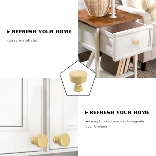 Image of 10 Pack 1-1 /5Inch(30mm) Gold Cabinet Knobs for Dresser Kitchen Knob Drawer Pulls Gold Cabinet Hardware for Cupboard Bathroom
