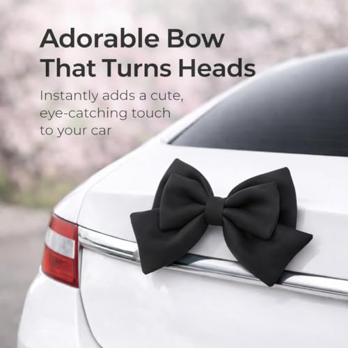 Image of Pink Car Bow for Women Cute Car Exterior Cute Decor for Girls Coquette Decorations for Cars (Black)