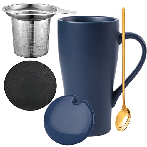 Arawat Groß Tasse 500 ml Teetasse mit Deckel und Sieb Keramik Kaffeetasse mit Löffel & Untersetzer Kaffeebecher Witzige Tasse Geburtstagsgeschenk Kaffee Tasse Geschenk Cover