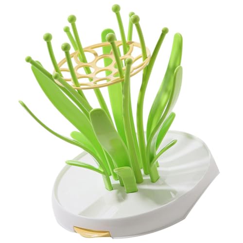 UKCOCO Soporte Secador de Botellas para Bebés Multifuncional con Bandeja Extraíble Estante para Secar Biberones y Chupetes Diseño Creativo y Práctico Verde