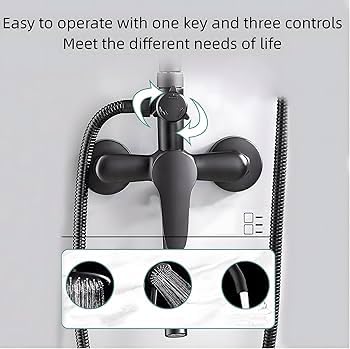 Image of X-XONIER Luxury Shower System, 3-in-1, Dazzling Large Overhead RainFall and 3 Way Multifunction Hand Held shower, Hot and Cold Mixer set, Mixer Hidden Tub Spout, (black)