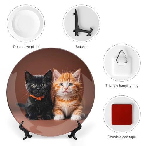 Plato decorativo de porcelana con gato blanco 6 pulgadas miniatura 3