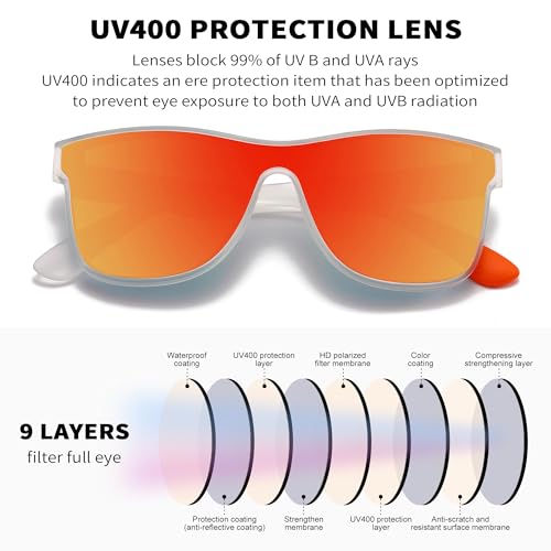 Image of DUBERY Fashion Polarized Sunglasses for Women Men 100% UV Protection Trendy Siamese Lens Shades D8030