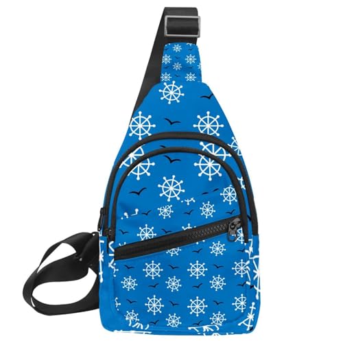 Sac à bandoulière avec gouvernail bleu design multicolore compact pour activités outdoor