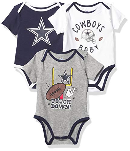Dallas Cowboys NFL Unisex Champ 3 Piece Creeper Set Newborn, Gray/Navy/White, 0-3 Months