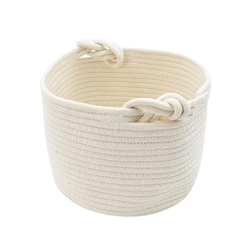 Pequeño cesto de almacenamiento tejido con asa resistente, cesto de regalo reutilizable vacío, organizadores de guardería para guardar juguetes de bebé, cuerda de algodón, cesto de ropa para bebé (24