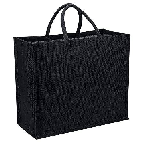 La Cordeline Borsa Tote Nero Tela Juta 25L Manico Comfort-