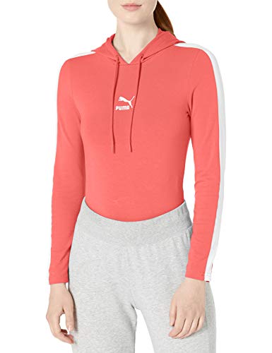 PUMA Women's Classics T7 Long Sleeve Hoofed Bodysuit, Calypso Coral, X-Large