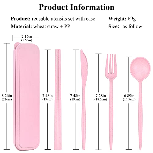 4 Sets Travel Utensils With Case, Cutlery Set Chopsticks Fork Spoon Knife With Case, Reusable Plastic Utensils Sets For Lunch Box Accessories,Portable Lunch Utensils Set For Work, Outdoor, Daily Use #TOP1