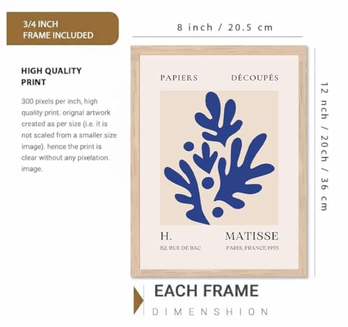 Image of BLINKART Henri Matis Aesthetic Modern Art Walls With Frame | Natural Wood Texture | Living Room Bedroom Office Wall Decoration | Poster Home Decor Frames Wall Bedroom | 12x8 Inches (D235)