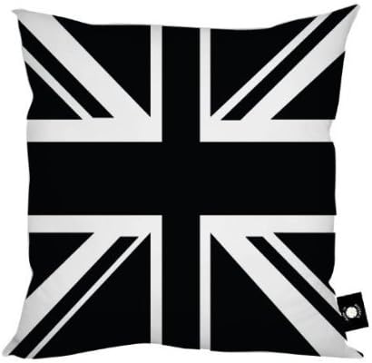 MastexPure 100% Cotton BLACK AND WHITE Union Jack Cushion Covers, Size 18" x 18" Hidden Zip Entry,Printed