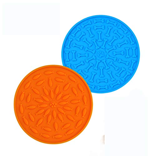 Songway – Alfombrilla de baño para Perros, con Ventosa, Almohadilla de Silicona para el Entrenamiento, baños, Aseo, decoración de uñas (Azul + Naranja)