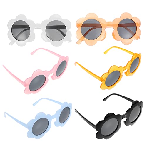 CLISPEED 6Pcs Flower Sunglasses for Adorable Mixed Color Sunglasses Lightweight UV Protection for Boys for Parties and Celebrations