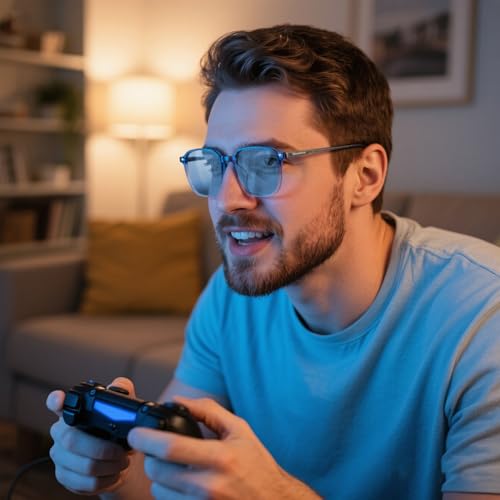 Image of 99.9% Blue Light Blocking Glasses For Men Women Anti-Fatigue Computer Gaming Sleep Glasses Reduce Eye Strain