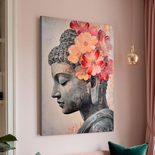 Image of PAINTINGMANTRA Buddha Canvas Painting for Living Room, Buddha wall Art Painting for living room, Bedroom, office and Home, Canvas, 12x16 Inch